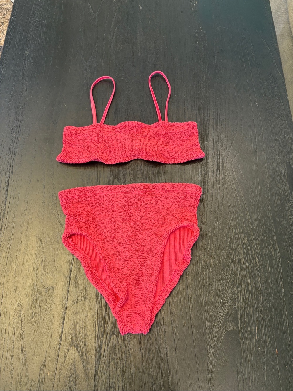 Hunza G Gigi Top and High Waisted Bikini Set - OS - Red/Pink